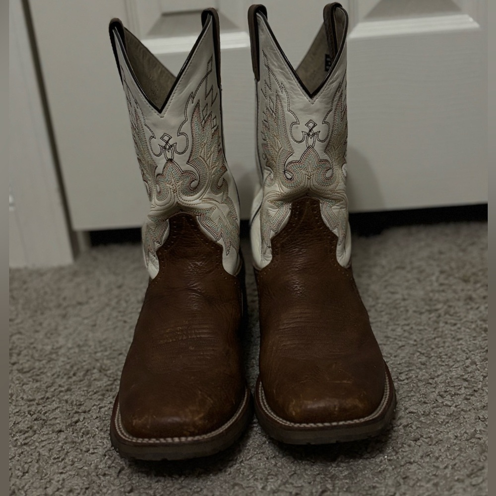 Double H Brown and White Cowboy Boots